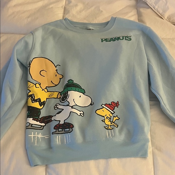 Peanuts Tops - Peanuts Light Blue Graphic Sweatshirt